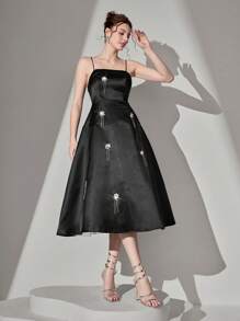 Poshira Women Elegant Gown, Wedding Guest Dress, Simple Fashion For Parties, Casual Daily Wear Music Festival Spring/Summer, Party Dress, Prom Dress - Black - View 5