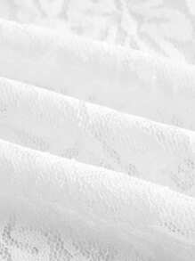 Opulessa Solid Color Knit Lace Slim Fit Long Sleeve Bodysuit & Pants 2pcs Women Set