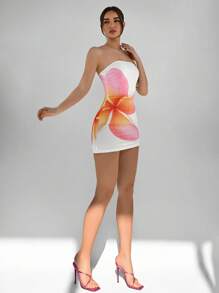 Aloruh 女士花卉印花紧身吊带迷你连衣裙 - 彩色 - 查看 3