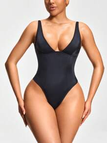 SHAPORA 2 Packs Women Solid Color Sleeveless Seamless Bodysuits - Multicolor - View 4