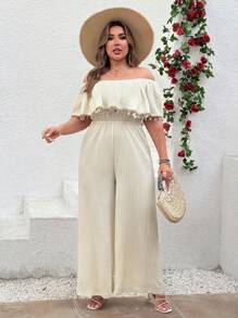 Breezaya Mono suelto, elegante y casual con hombros descubiertos, textura de flecos y talla grande para mujer