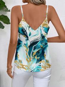 SHEIN Clasi Abstract Painting Print Camisole Top For Women Summer For Women Country Women Summer For Women - Green - View 3