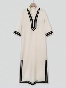 Breezaya Women Striped Print Long Slit Dress - Multicolor - View 4