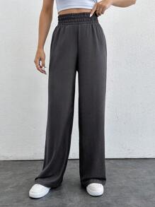 RueChic Women Beige Comfy Comfort Relaxed Relax Fit Pant - Dark Grey - View 4