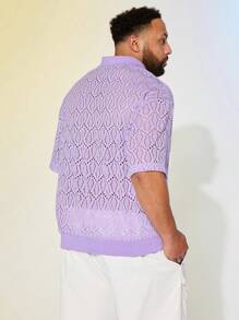 EASEVO Plus Size Men's Loose Casual Jacquard Seahorse Pattern Polo Shirt