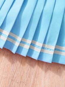 2 件套 少女可爱小猫印花连帽衫搭配学院风百褶迷你裙套装