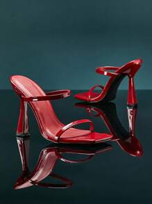 SHUZIA New Women's Burgundy Patent Leather Two Straps Red High-Heel Sandal Slip On Party Shoe Wedding Shoes - Burgundy - View 5