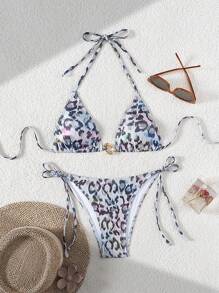 BamGleam 2-częściowy damski teksturowany, elegancki zestaw bikini, strój kąpielowy