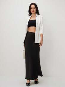 BizChic Women's Solid Color 3/4 Sleeve Open Front Casual Blazer - White - View 1