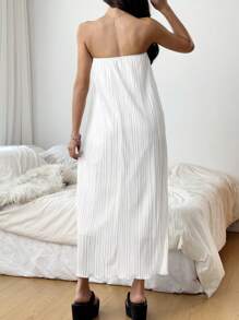 SHEIN EZwear Vestido de unicolor de longitud media, moda minimalista, uso casual y diario para mujeres