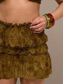 MUSERA 褶皱西部迷你裙，适合伊比沙岛、假日、俱乐部和感恩节派对