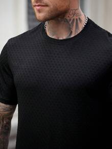 Manfinity Homme Men Plus Size Solid Color Round Neck Short Sleeve T-Shirt And Drawstring Waist Shorts Casual 2 Pieces Set - Black - View 6