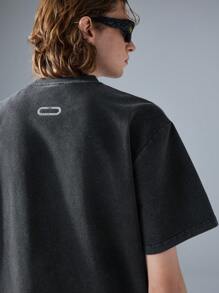 NEON BLANC Men's Street Fashion Black Print Crew Neck Short Sleeve T-Shirt - Black - View 3