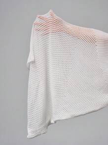 SHEIN Pregnant Women's Solid Color Hollow-Out Knit Beach Cover-Up For Summer Beach Vacation