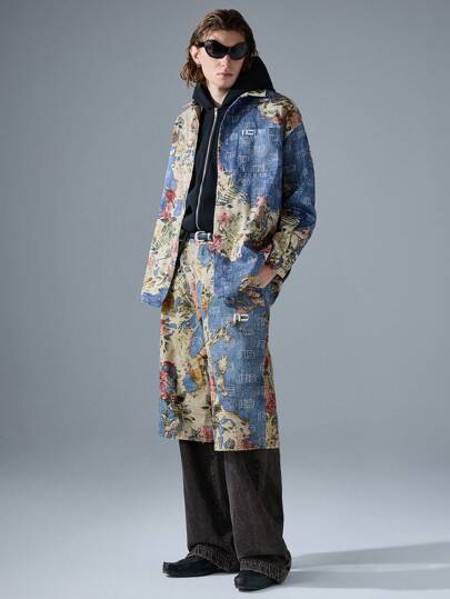 NEON BLANC Men's Casual Loose Street Graphic Print Pseudo Denim Shorts