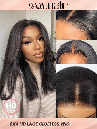 TrueHD 9am Hair Store Glueless Wig Wear And Go Hd Lace Closure Wig Straight Bob 6 X 4 180% Density 8-16 Bob Inch 18-30 Inch Long Hair 150% Density 10-14 Inch Bob Human Hair Wig Natural Color Fake Hair Lace Closure Wigs Preplucked Melted Hairline Silky Lashes Cluster Beginner Friendly