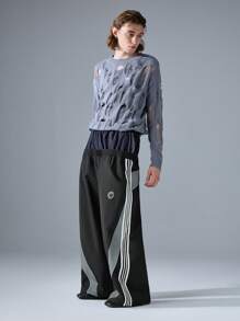 NEON BLANC Pantaloni lunghi da uomo in stile urban grigio-nero con tessuto intrecciato riflettente