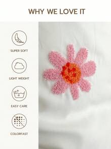 3入組套花卉刺繡被套（1入組被套和2入組枕套）臥室現代布藝床上用品套裝 - 白色 - 查看 6