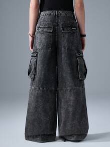 NEON BLANC Men's Street Style Twill Heavyweight Denim Cargo Pants