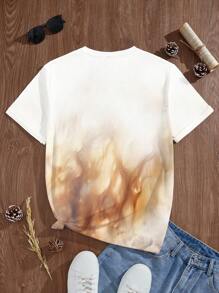 Manfinity RSRT Men's Fashion Casual Vacation Watercolor Painting Realistic Horse Print Fitted T-Shirt, Suitable For Summer Outdoor Party Wear, Couples, Family Matching Top, Great Gift For Boyfriend