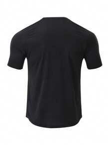 Manfinity Sport Polished Camiseta deportiva de manga corta con cuello redondo y manga raglán con estampado de letras para hombre