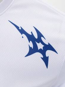 Manfinity Sport Corelite Tricou pentru bărbați cu mânecă lungă, cu gât rotund, cu imprimeu numeric, pentru antrenament fitness