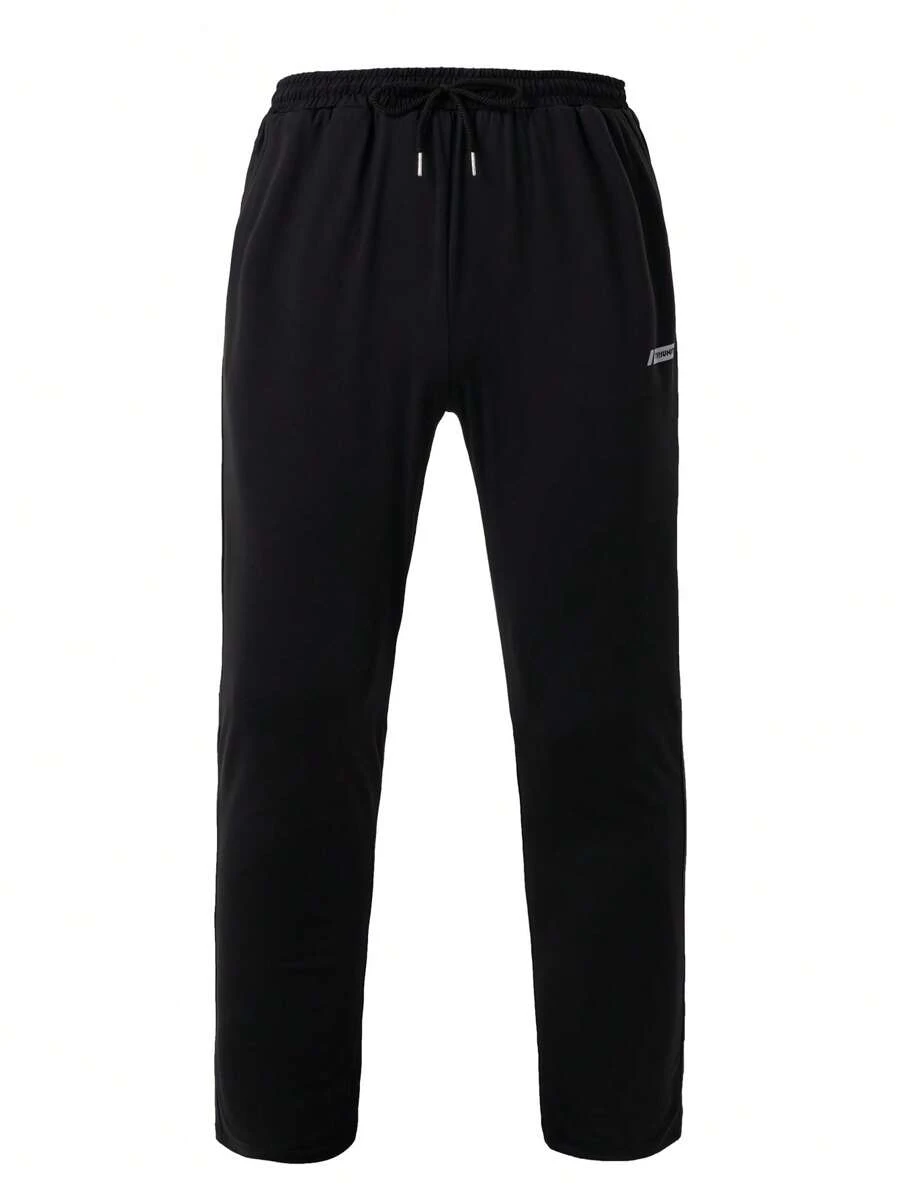 Manfinity Sport Corelite Men's Letter Print Drawstring Waist Pocket Sports Long Pants Sweat Pants - Black - View 1