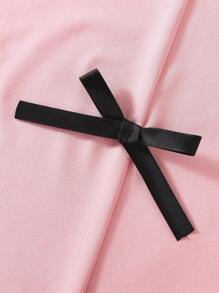 Tween Girls' Bowknot Decor Split Hem Dress Preppy Dress,Holiday,Summer,Travel - Pink - View 7