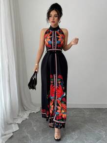 Elenzga 女士度假花卉印花吊带休闲连衣裙