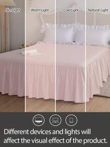 1pc Bed Skirt, Bedding, Soft & Breathable Bed Sheet With Ruffled Hem And Elastic Band, Comfortable Sleep, Lightweight & Elegant, Cloud-Like Soft Touch, Fits Twin, Full, Queen, King Size Beds, Machine Washable, Princess Style Room Decor - Baby Pink - View 9