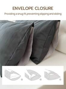 1pc Double Pattern Polyester Envelope Pillowcase, Pillow Core Not Included - Grey - View 4