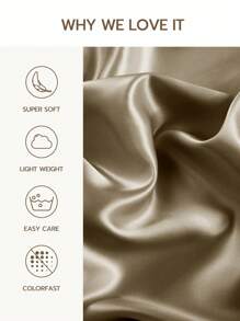 1pc, Solid Color, Soft & Breathable, Satin Trim Decorative Pillowcase (Pillow Insert Not Included), Please Purchase According To Pillow Size - Gold - View 5