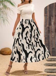 Breezaya Women's Bohemian Style Summer Asymmetric Neck Printed Ruffle Vacation Dress - Multicolor - View 7