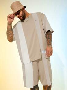 EASEVO 大码男士休闲宽松针织短袖 T 恤和短裤套装