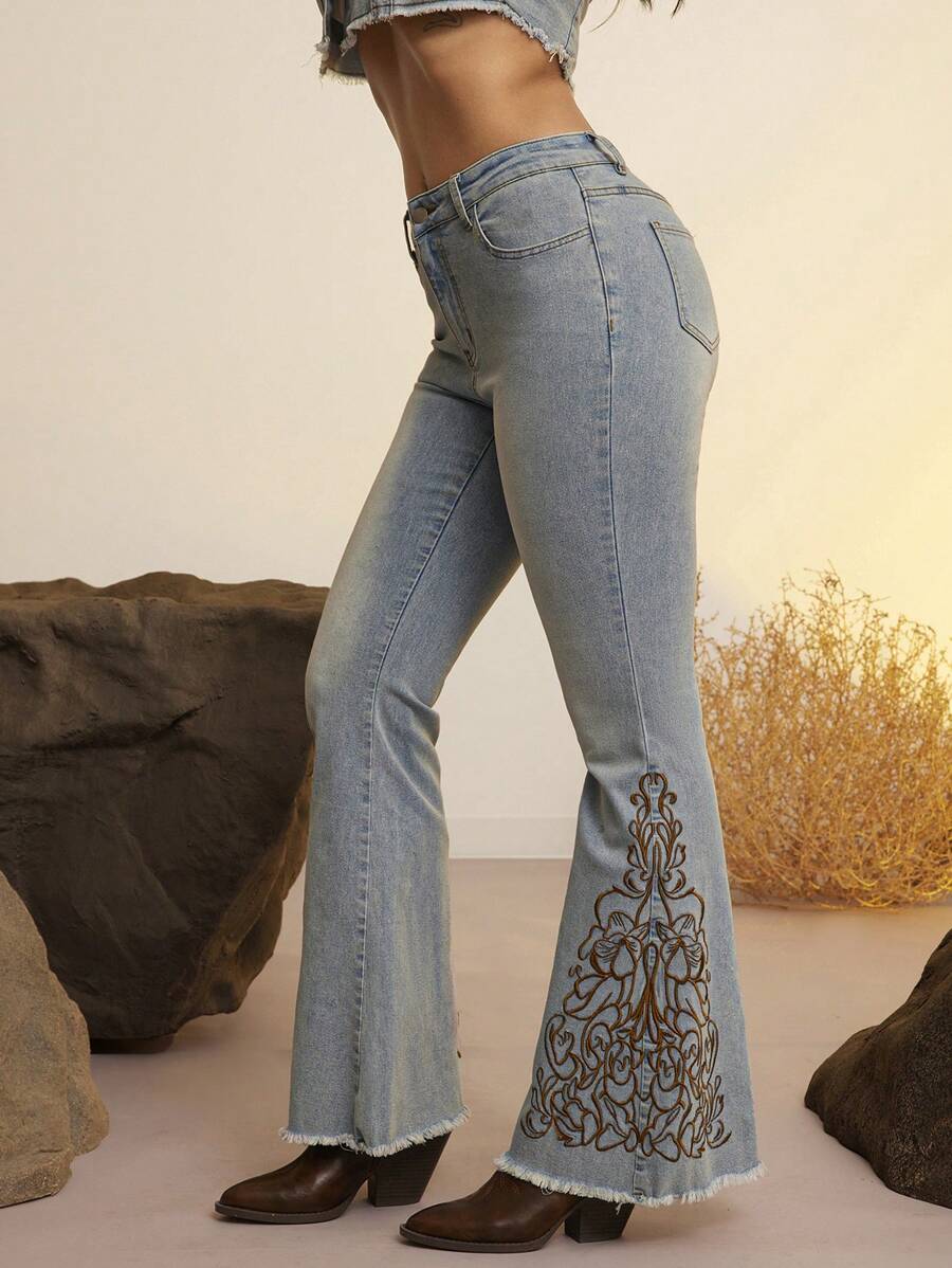 Denimoi Quần Jeans Denim Thêu Cho Nữ, Thường Ngày & Thời Trang Cho Mặc Hàng Ngày - Màu xanh lam - Xem 1