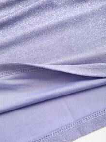 Sweetra Váy mini dự tiệc vải mỏng bóng gợi cảm mới cho nữ với thiết kế hở lưng nhún bèo, phù hợp cho mùa xuân và mùa hè - Màu tím - Xem 6