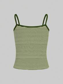 Jouncy Top canotta da donna a righe verdi, stile vacanziero primaverile/estivo