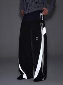 NEON BLANC Pantaloni lunghi da uomo in stile urban grigio-nero con tessuto intrecciato riflettente