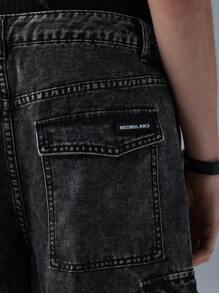 NEON BLANC Men's Street Style Twill Heavyweight Denim Cargo Pants