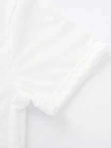 SHEIN MOOSTA Women's Street Style Short Sleeve T-Shirt, All White, Cute Summer Top, Vacation Vibe