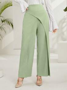 Mulvari Effen kleur hoge taille uitlopende elegante broek voor dames