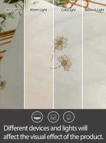 1个花卉刺绣枕套，100%涤纶，拉链封口，不含填充物，适用于客厅、卧室和餐厅装饰 - 白色 - 查看 7