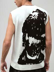 Manfinity Roghcode Camiseta sin mangas de punto con estampado de figura para hombres - Multicolor - Ver 2