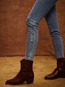 WESTFADE Summer Sparkle Star Sequin Applique High Rise Fitted Western Denim Jeans Beach Vacation - Medium Wash - View 2