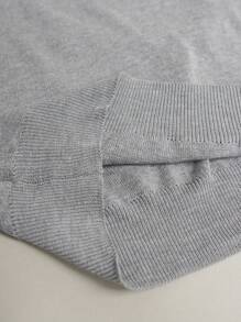 Manfinity Homme Long Sleeve Knitted Sweater, Minimalist Casual Everyday Wear Men Pullover Relaxed Fit - Grey - View 5