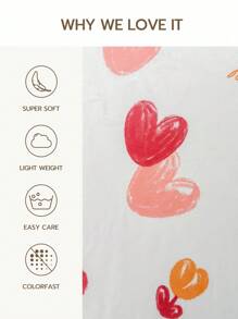 4pcs 100% Polyester Heart Print Bedding Set (2 Pillowcases + 1 Bed Sheet + 1 Fitted Sheet), Romantic Wedding Season - Multicolor - View 7