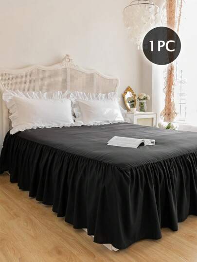1pc Bed Skirt, Bedding, Soft & Breathable Bed Sheet With Ruffled Hem And Elastic Corners, Comfortable Sleep, Lightweight & Elegant, Cloud-Like Soft Touch, Fits Twin, Full, Queen, King Size Beds, Machine Washable, Princess Style Room Decor