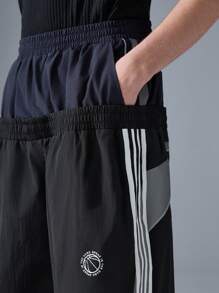 NEON BLANC Pantaloni lunghi da uomo in stile urban grigio-nero con tessuto intrecciato riflettente