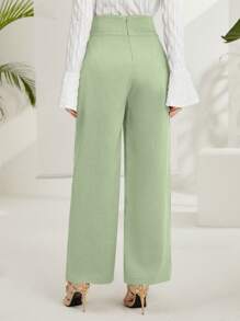 Mulvari Effen kleur hoge taille uitlopende elegante broek voor dames