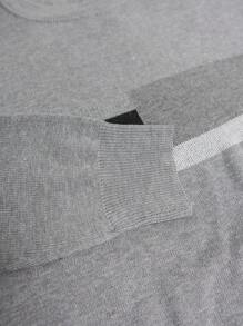 Manfinity Homme Long Sleeve Knitted Sweater, Minimalist Casual Everyday Wear Men Pullover Relaxed Fit - Grey - View 4